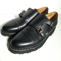 c0120 【新品同様】 箱・袋付き ★パラブーツ Paraboot★ ウィリアム ダブルモンクストラップ 9 黒 シューズ 高級革靴 紳士靴 本革_画像1