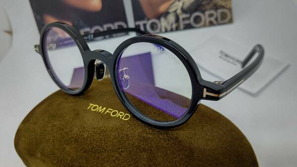 トムフォード 眼鏡 ブルーカットレンズ アジアンモデル 送料無料 税込 新品 未使用 TF5856-D-B 001 ブラックカラー ラウンドモデル