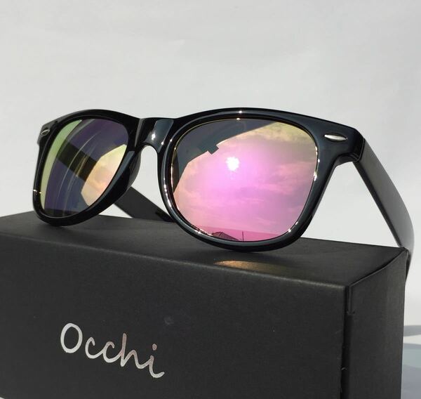 新品 OCCHI 偏光サングラス 偏光レンズUV400 軽量 ピンクミラー