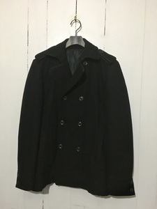 *KLEIN PLUS HOMME clamp ryus Homme pea coat pea coat black black 48 wool details fake leather jacket 