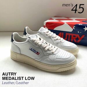  new goods AUTRY auto Lee MEDALIST LOW Medalist low leather sneakers 45.3.19 ten thousand white navy blue men's 29. rare size AULM LL12 free shipping 