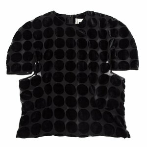 コムデギャルソンCOMME des GARCONS ドットフロッキープリントシースルーシャツ 黒S