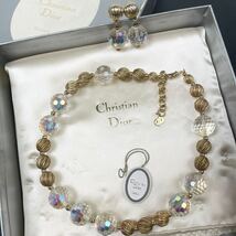 1円〜 希少 Christian Dior アクセサリー ネックレス イヤリング ミラーボール クリスタル 大ぶり カラフル コスチュームジュエリー 箱_画像2