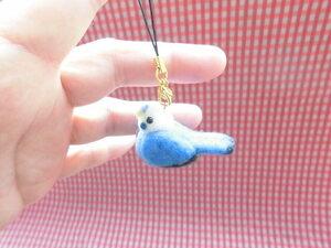 ★羊毛フェルト　鳥　ハンドメイド★セキセイインコのストラップ③