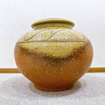 【TOA-4196a】 1円～ 信楽焼 花瓶 花器 華道 花入 生花 陶器 フラワーベース 日本工芸 華道具 飾り壺 コレクション 縦約30cm 横約40cm_画像1