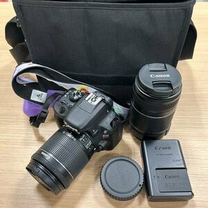 【ART-3807】1円スタート Canon EOS Kiss X7 18-55㎜/55-250㎜ レンズ付 ケースあり 充電切れ 動作未確認 ジャンク 長期保管品 現状品