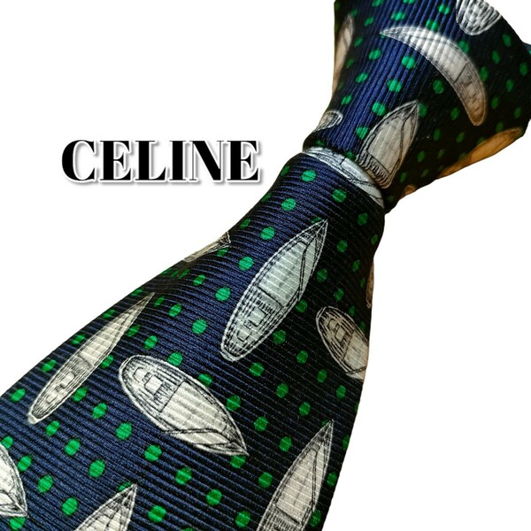 ★CELINE★　セリーヌ　ネイビー系　総柄　スペイン製