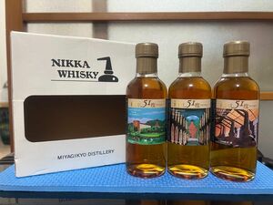 ◆美品未開栓◆NIKKA WHISKYニッカ ウイスキー宮城峡蒸溜所限定 ラベル 樽出し51度 180ml 3本セット 箱付