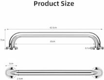 手すり 浴室手すり お風呂てすり 浴槽手すり トイレ 立ち上がり補助 ネジ固定 滑り止め ステンレス鋼 2個セット 転倒防止 高齢_画像2