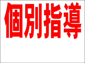 シンプル看板 「個別指導 余白付（赤）」Ｍサイズ ＜スクール・塾・教室＞ 屋外可（約Ｈ４５ｃｍｘＷ６０ｃｍ）