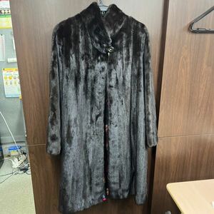 毛皮 ミンク リアルファー ロングコート BLACK GLAMA 美品