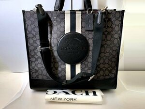 美品　COACH　 コーチ 　C8418　 シグネチャー 　デンプシー40　 キャンバス　 2WAY　 ハンドバッグ 　ショルダー 斜め掛け ブラック系