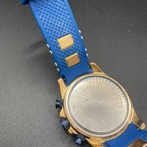11 腕時計 MINIFOCUS MF0349G スポーツ クロノグラフ 防水 クォーツ式 シリコンバンド ブルー/ゴールド_画像5
