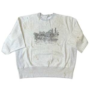 ANCELLM アンセルム 23SS CRASH CREWNECK 3/4 SLEEVE SWEAT SHIRT デストロイダメージ加工スウェットシャツ Tシャツ ANC-CT18