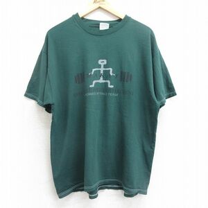 XL/古着 ヘインズ 半袖 ビンテージ Tシャツ メンズ 00s パワーリフティング 大きいサイズ コットン クルーネック 緑 グリーン 24feb29 中古