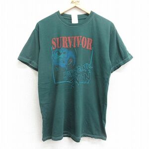 L/古着 半袖 ビンテージ Tシャツ メンズ 00s ハリケーンアイバン コットン クルーネック 緑 グリーン 24feb29 中古