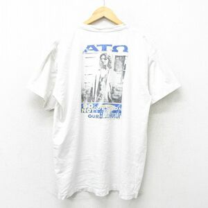 XL/古着 半袖 ビンテージ Tシャツ メンズ 90s アルファ タウ オメガ クルーネック 白 ホワイト 24feb29 中古