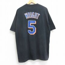 XL/古着 マジェスティック 半袖 ビンテージ Tシャツ メンズ 00s MLB ニューヨークメッツ デビッドライト 5 クルーネック 黒 ブラック メジ_画像2