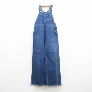 W35/古着 オシュコシュ オーバーオール メンズ 80s ユニオンメイド コットン 紺 ネイビー デニム 23jan13 中古 ボトムス 3OF