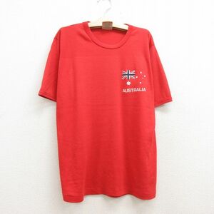 古着 半袖 ビンテージ Tシャツ キッズ ボーイズ 子供服 90s 国旗 フロッキープリント 赤 レッド 22aug19 7OF