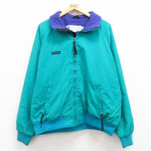 XL/古着 コロンビア 長袖 ナイロン ジャケット メンズ 90s 大きいサイズ ラグラン 青緑他 内側フリース 23oct06 中古 アウター 3OF