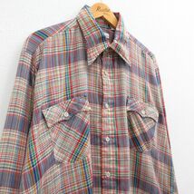 XL/古着 リーバイス Levis 長袖 ブランド シャツ メンズ 70s 大きいサイズ 紺他 ネイビー チェック 23jun19 中古 トップス 3OF_画像2