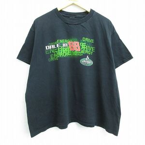 XL/古着 半袖 Tシャツ メンズ デイルアーンハートジュニア レーシングカー NASCAR シボレー 大きいサイズ クルーネック 黒 ブラック 22 7OF