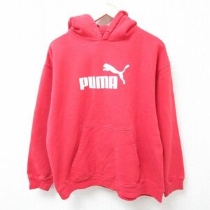 L/古着 プーマ puma 長袖 スウェット パーカー メンズ ビッグロゴ 赤 レッド 23oct18 中古 スエット トレーナー トップス 3OF