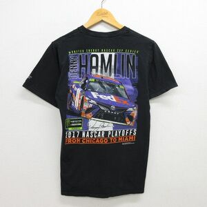 S/古着 半袖 Tシャツ メンズ ナスカー レーシングカー デニーハムリン FedEX コットン クルーネック 黒 ブラック 22aug18 中古 7OF