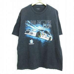 XL/古着 半袖 Tシャツ メンズ レーシングカー デイルアーンハートJR クルーネック 黒 ブラック 22jun01 中古 7OF