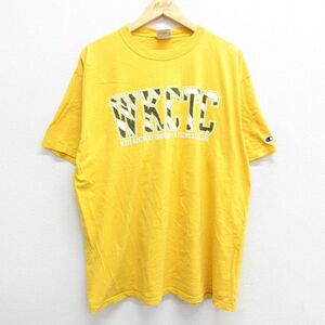 XL/古着 チャンピオン champion 半袖 ビンテージ Tシャツ メンズ 00s WKCTC 大きいサイズ コットン クルーネック 黄 イエロー 23jul01 3OF