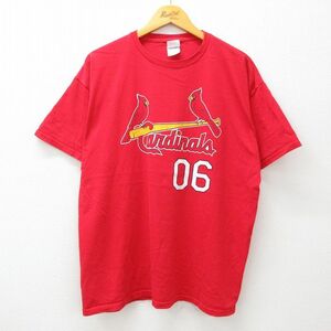 XL/古着 半袖 ビンテージ Tシャツ メンズ 00s MLB セントルイスカージナルス ワールドシリーズ 田口壮 コットン クルーネック 赤 レッ 3OF