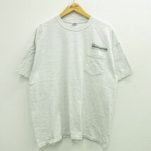 XL/古着 半袖 ビンテージ Tシャツ メンズ 00s PET-CTセンター 胸ポケット付き 大きいサイズ クルーネック 薄グレー 霜降り 23jul19 中 3OF_画像2