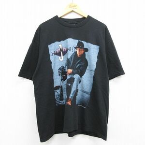 XL/古着 半袖 ビンテージ ロック バンド Tシャツ メンズ 90s ジョンマイケルモンゴメリー 大きいサイズ コットン クルーネック 黒 ブラ 7OF