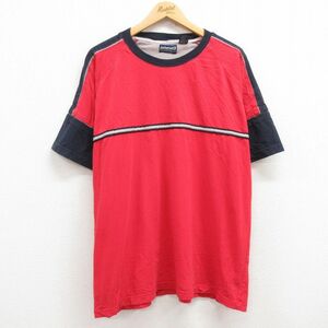 XL/古着 半袖 ビンテージ Tシャツ メンズ 00s 大きいサイズ ラグラン コットン クルーネック 赤 レッド 24mar01 中古