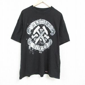 XL/古着 ディッキーズ Dickies 半袖 ブランド Tシャツ メンズ ビッグロゴ 大きいサイズ コットン クルーネック 黒 ブラック 24mar01 中古