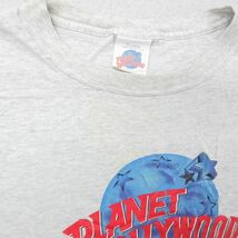 XL/古着 半袖 ビンテージ Tシャツ メンズ 90s ディズニー プラネットハリウッド 大きいサイズ コットン クルーネック 薄グレー 霜降り 24ma_画像4