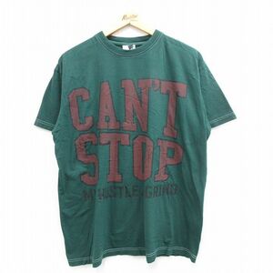 XL/古着 半袖 ビンテージ Tシャツ メンズ 00s CANT STOP コットン クルーネック 緑 グリーン 24mar01 中古