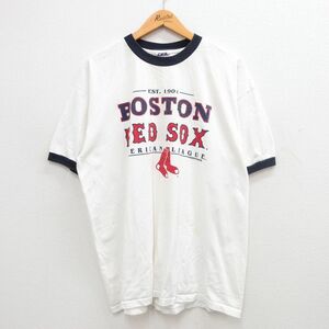 XL/古着 半袖 ビンテージ Tシャツ メンズ 00s MLB ボストンレッドソックス 大きいサイズ クルーネック 白他 ホワイト リンガー メジャーリ