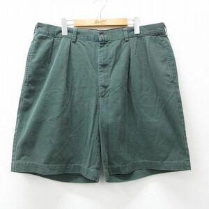 W37/古着 ラルフローレン ブランド ショート チノ パンツ ショーツ チノパン メンズ 90s コットン 緑 グリーン 24mar01 中古 ボトムス 短パ