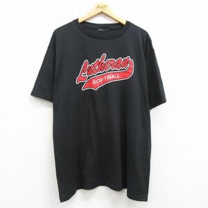 XL/古着 半袖 ビンテージ Tシャツ メンズ 00s Lutheran ソフトボール 大きいサイズ クルーネック 黒 ブラック 24mar02 中古