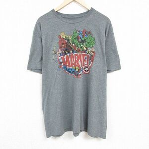 XL/古着 半袖 Tシャツ メンズ マーベル ドウターストレンジ ホークアイ 大きいサイズ クルーネック グレー 霜降り 24mar02 中古