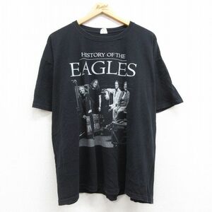 XL/古着 半袖 ロック バンド Tシャツ メンズ イーグルス 大きいサイズ コットン クルーネック 黒 ブラック 24mar02 中古