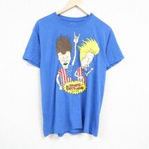 XL/古着 半袖 Tシャツ メンズ MTV ビーバスアンドバットヘッド クルーネック 青 ブルー 霜降り 24mar02 中古_画像1