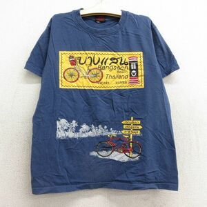 古着 半袖 Tシャツ キッズ ボーイズ 子供服 自転車 タイランド コットン クルーネック 紺 ネイビー 24mar02