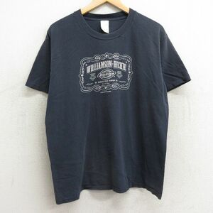 L/古着 ディッキーズ Dickies 半袖 ビンテージ Tシャツ メンズ 00s ビッグロゴ コットン クルーネック 黒 ブラック 24mar02 中古