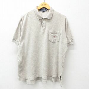 XL/古着 ラルフローレン ポロジーンズ 半袖 ブランド ポロ シャツ メンズ ワンポイントロゴ 胸ポケット付き 大きいサイズ コットン グレー