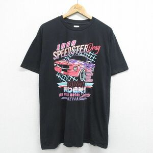 XL/古着 半袖 Tシャツ メンズ ローライダー スピードスター コットン クルーネック 黒 ブラック 24mar02 中古