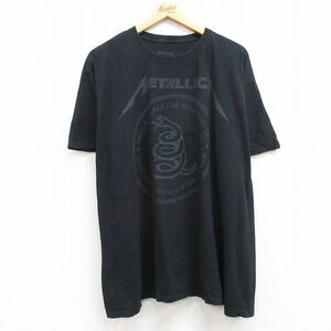 XL/古着 半袖 ロック バンド Tシャツ メンズ メタリカ 大きいサイズ コットン クルーネック 黒 ブラック 24mar02 中古