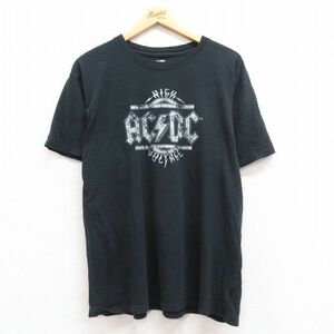 XL/古着 半袖 ビンテージ ロック バンド Tシャツ メンズ 00s AC/DC コットン クルーネック 黒 ブラック 24mar04 中古